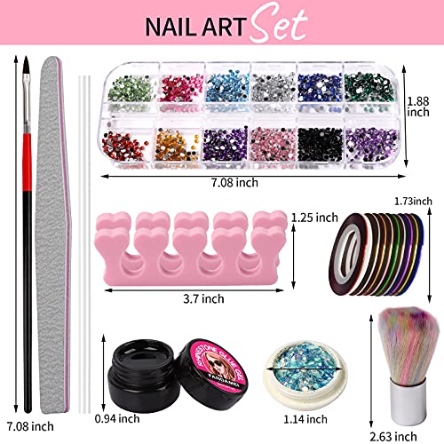 Nail Art Rhinestones kit, FANDAMEI Nail Art Decoration Kit with 8ml Rhineston...