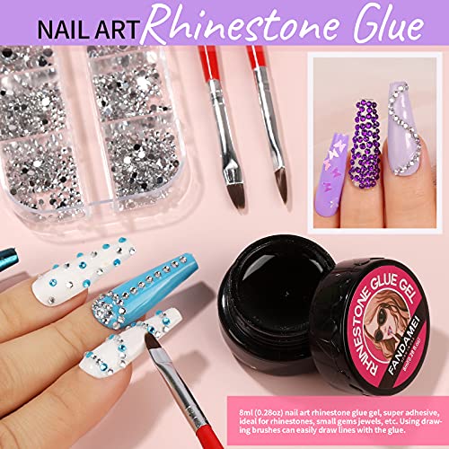 Nail Art Rhinestones kit, FANDAMEI Nail Art Decoration Kit with 8ml Rhineston...