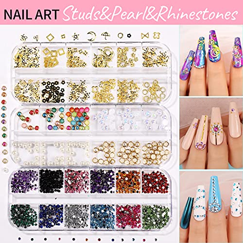 Nail Art Rhinestones kit, FANDAMEI Nail Art Decoration Kit with 8ml Rhineston...
