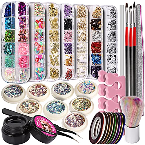 Nail Art Rhinestones kit, FANDAMEI Nail Art Decoration Kit with 8ml Rhineston...