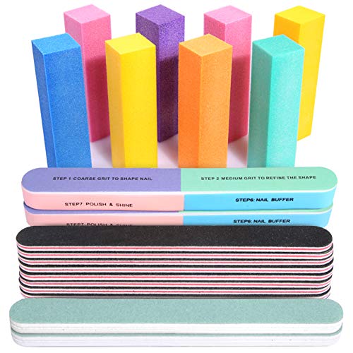 Nail Files and Buffers, FANDAMEI 20PCS Professional Manicure Tools Kit. Recta...