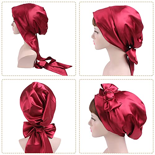 6 Pieces Satin Bonnet Head Scarf Sleeping Cap Headwear Head Wrap Turbans for ...