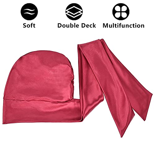 6 Pieces Satin Bonnet Head Scarf Sleeping Cap Headwear Head Wrap Turbans for ...