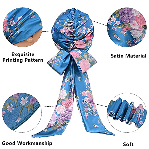 6 Pieces Satin Bonnet Head Scarf Sleeping Cap Headwear Head Wrap Turbans for ...