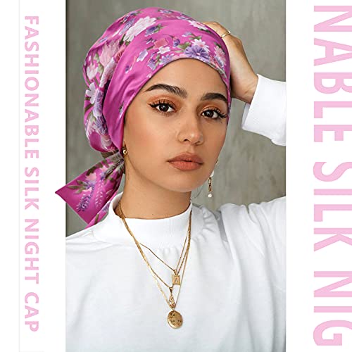 6 Pieces Satin Bonnet Head Scarf Sleeping Cap Headwear Head Wrap Turbans for ...