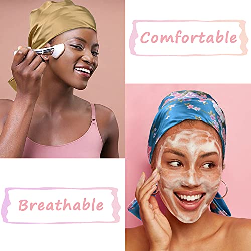 6 Pieces Satin Bonnet Head Scarf Sleeping Cap Headwear Head Wrap Turbans for ...