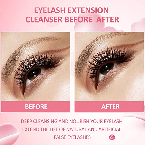 Eyelash Extension Cleanser 60ml +Mascara Wand+ Brush Eyelid Foaming Cleanser,...