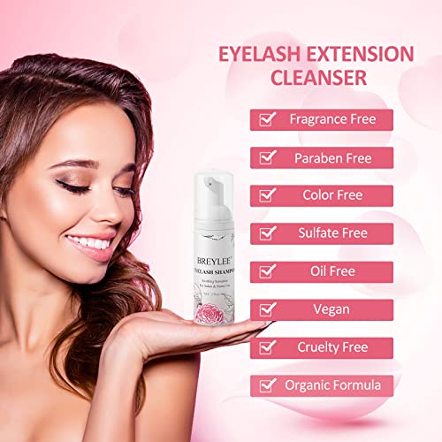 Eyelash Extension Cleanser 60ml +Mascara Wand+ Brush Eyelid Foaming Cleanser,...