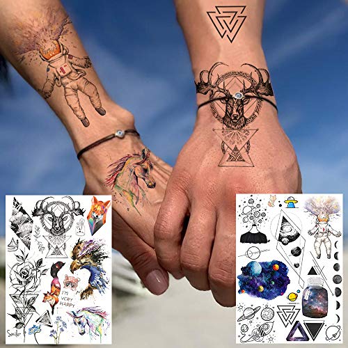 6 Sheets FANRUI Cute Small Temporary Tattoos For Kids Men Women Watercolor Sp...