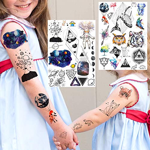 6 Sheets FANRUI Cute Small Temporary Tattoos For Kids Men Women Watercolor Sp...