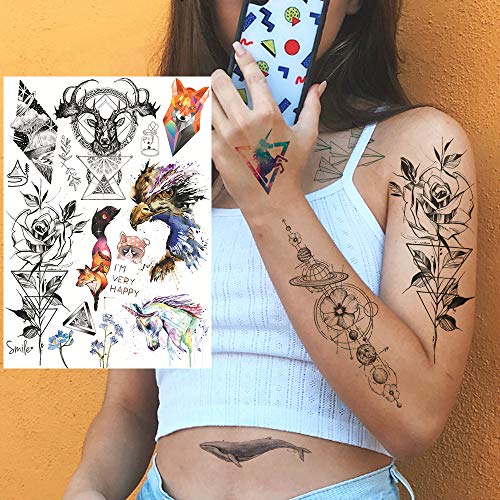 6 Sheets FANRUI Cute Small Temporary Tattoos For Kids Men Women Watercolor Sp...