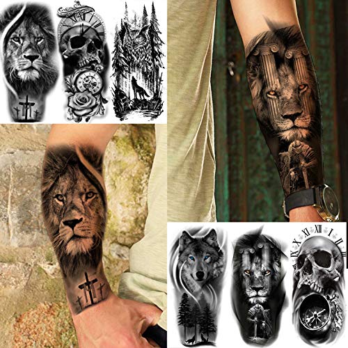 FANRUI 22 Sheets Realistic Black Animals Temporary Tattoos For Women Men Half...