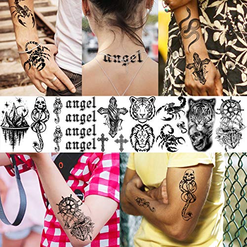 FANRUI 22 Sheets Realistic Black Animals Temporary Tattoos For Women Men Half...