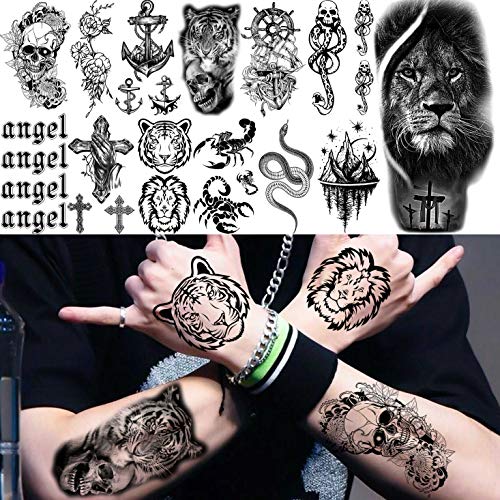 FANRUI 22 Sheets Realistic Black Animals Temporary Tattoos For Women Men Half...