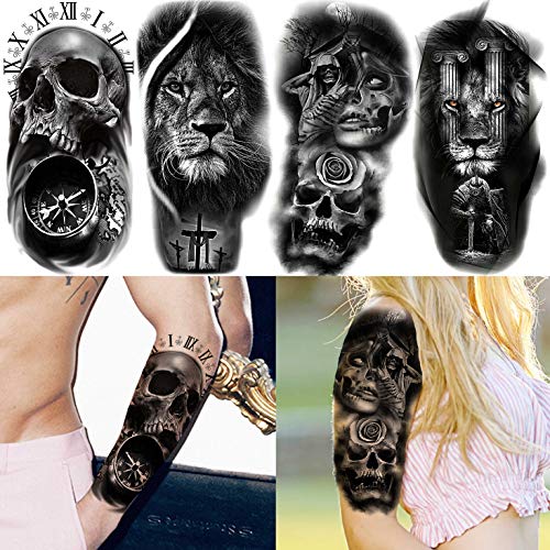 FANRUI 22 Sheets Realistic Black Animals Temporary Tattoos For Women Men Half...