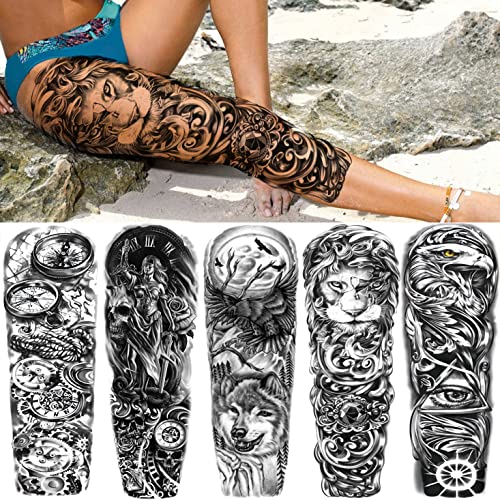 FANRUI 24 Sheets Cool Super Large Full Arm Temporary Tattoo Sleeve For Men wi...