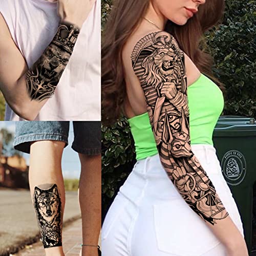 FANRUI 24 Sheets Cool Super Large Full Arm Temporary Tattoo Sleeve For Men wi...