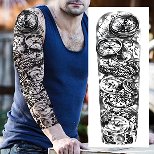 FANRUI 24 Sheets Cool Super Large Full Arm Temporary Tattoo Sleeve For Men wi...