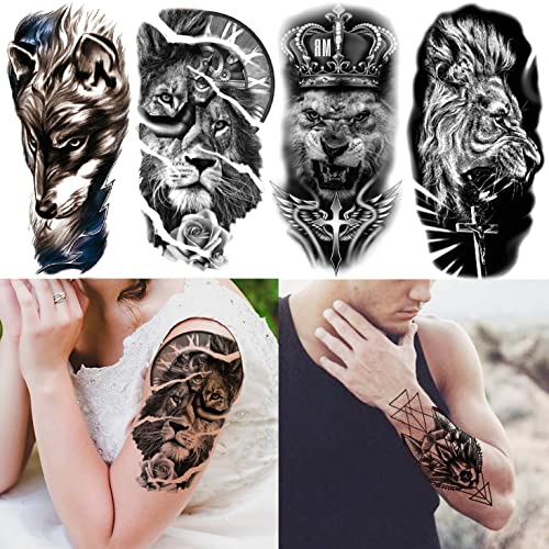 FANRUI 24 Sheets Cool Super Large Full Arm Temporary Tattoo Sleeve For Men wi...