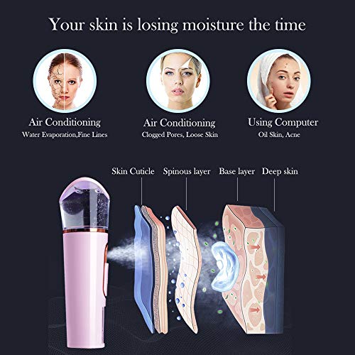Nano Facial Mister with Skin Analyzer Moisture Tester, FANTEXY Portable Mini ...