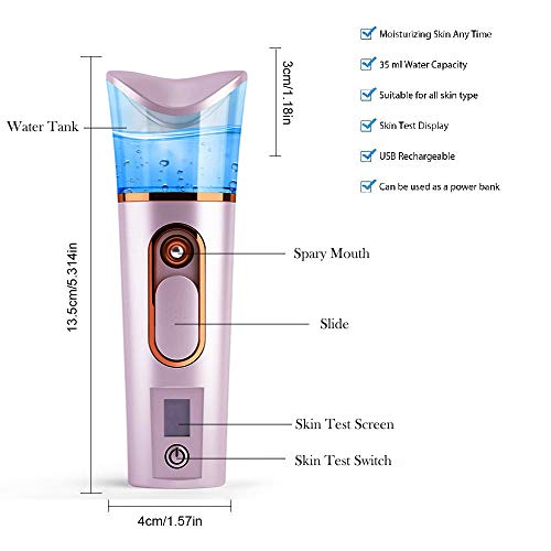 Nano Facial Mister with Skin Analyzer Moisture Tester, FANTEXY Portable Mini ...