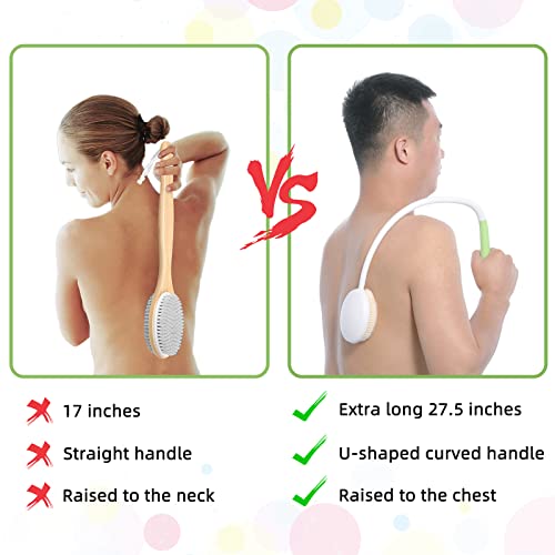 Fanwer Back Bath Brush With U-Shaped Long Handle, 27.5” Shower Body Brush Wit...