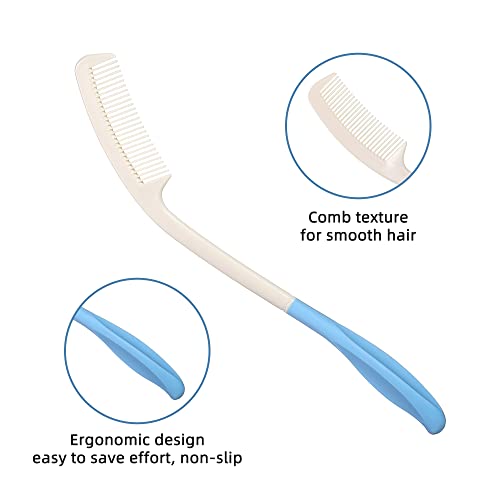 Long Reach Handled Comb and Hair Brush Set Applicable to elderly and hand-dis...