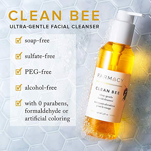 Farmacy Clean Bee Gentle Facial Cleanser - Daily Face Wash & Moisturizer w/ H...