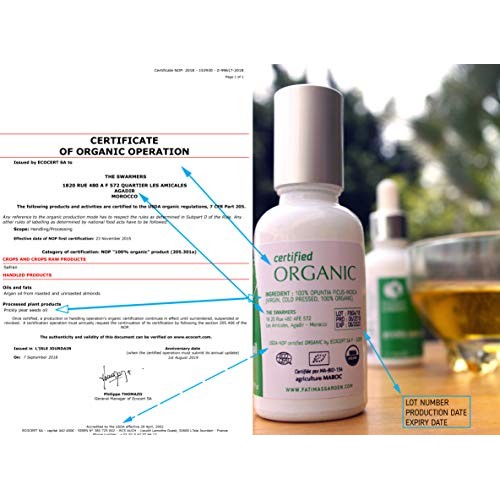 Prickly Pear Seed Oil by Fatima's Garden for Face, Hair, Skin, & Nails, USDA ...