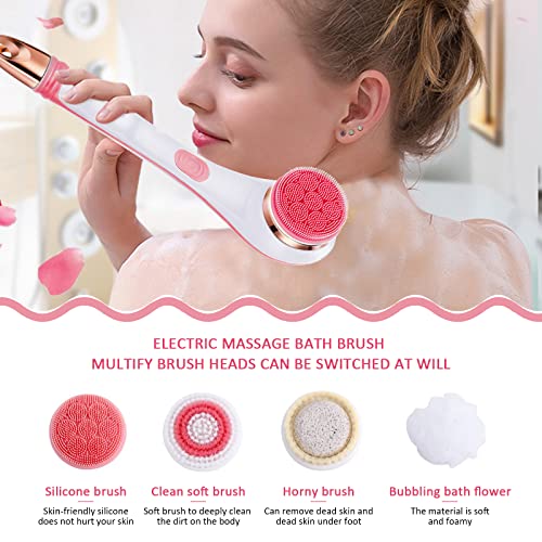 Electric Shower Brush Body Scrubber Back Brush Long Handle for Shower Recharg...