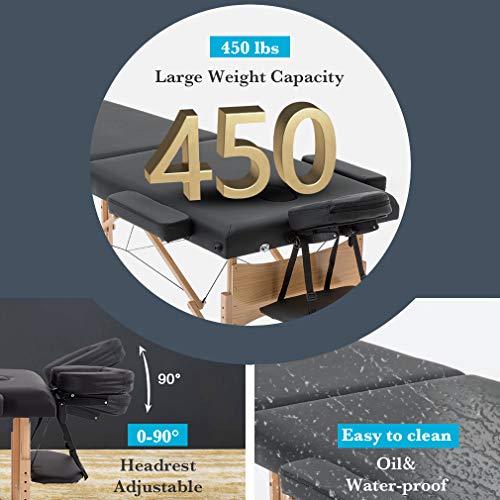 Massage Table,2 Fold Massage Bed 73 Inch Long 28 Inch Wide,Lash Bed Portable ...