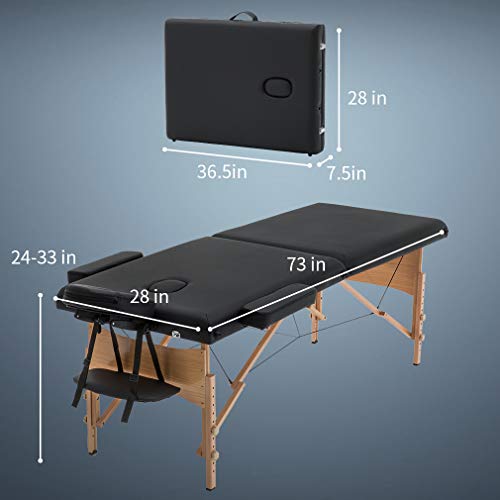 Massage Table,2 Fold Massage Bed 73 Inch Long 28 Inch Wide,Lash Bed Portable ...