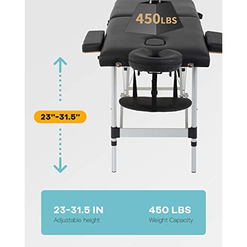 Massage Table Massage Bed Spa Bed 73 Inch Aluminium Massage Table W/Face Crad...