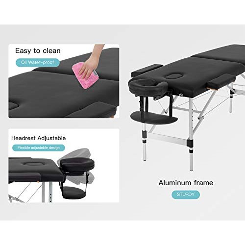 Massage Table Massage Bed Spa Bed 73 Inch Aluminium Massage Table W/Face Crad...