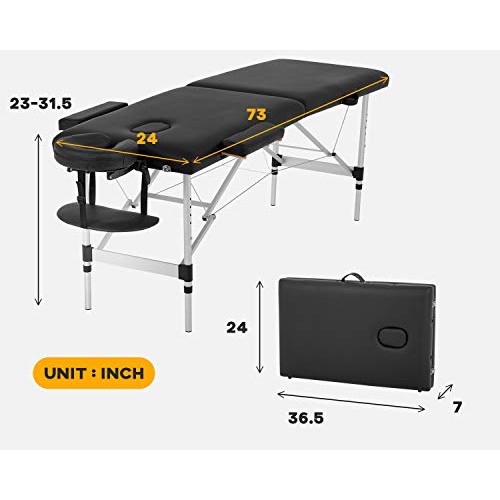 Massage Table Massage Bed Spa Bed 73 Inch Aluminium Massage Table W/Face Crad...