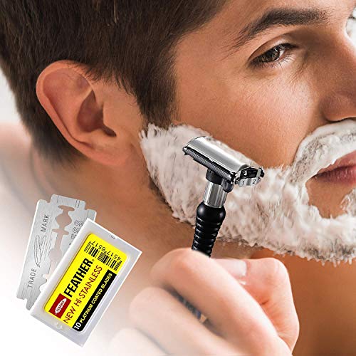 Feather Double Edge Safety Razor Blades - (50 Count) - Platinum Coated Hi-Sta...