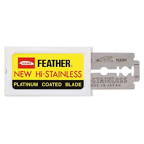 Feather Double Edge Safety Razor Blades - (50 Count) - Platinum Coated Hi-Sta...