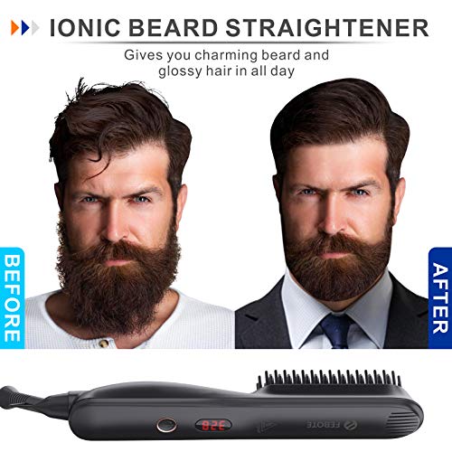 FEBOTE Deluxe Beard Straightener for Men, Ionic Heated Beard Brush With LCD, ...