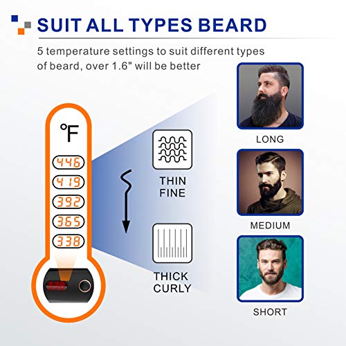 FEBOTE Deluxe Beard Straightener for Men, Ionic Heated Beard Brush With LCD, ...