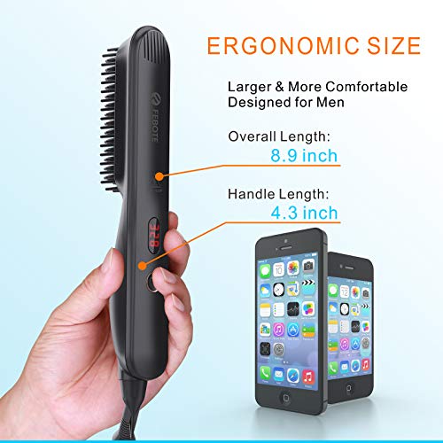 FEBOTE Deluxe Beard Straightener for Men, Ionic Heated Beard Brush With LCD, ...