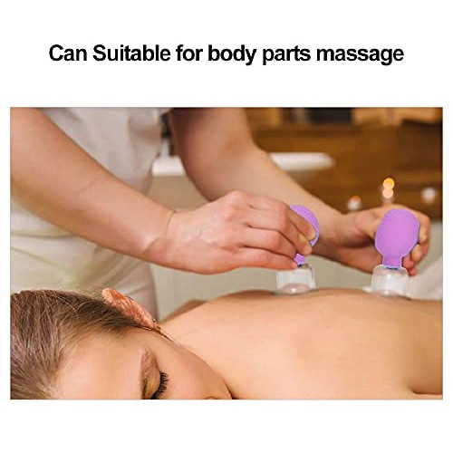 4 Pieces Glass Facial Cupping Set-Silicone Vacuum Suction Massage Cups Anti C...