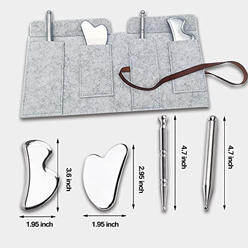 Stainless Steel Facial Gua Sha and Acupuncture Pen Set, Guasha Scraping Massa...