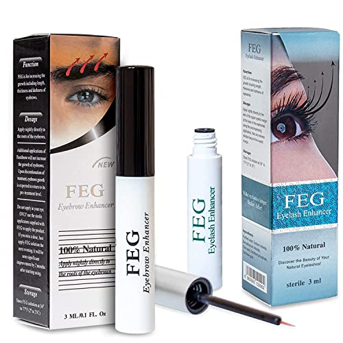 FEG Eyelash & Eyebrow Enhancer Serums; 100% Natural, Highest Quality Irritati...