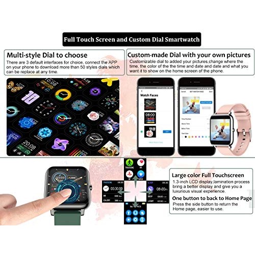 feifuns Smart Watch,1.4" LCD Full Touch Screen Fitness Tracker with Heart Rat...