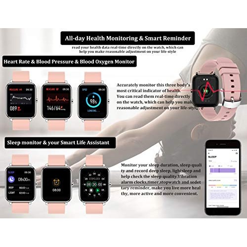 feifuns Smart Watch,1.4" LCD Full Touch Screen Fitness Tracker with Heart Rat...