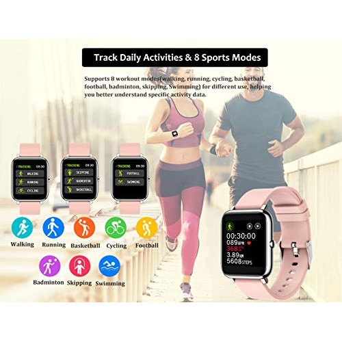 feifuns Smart Watch,1.4" LCD Full Touch Screen Fitness Tracker with Heart Rat...