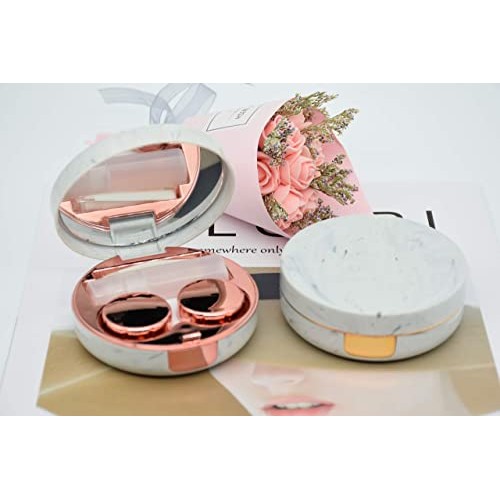 FEILIBAY 2 Pack Marble Contact Lens Case All in One Travel Contact Container ...