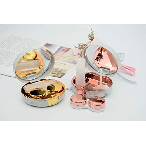 FEILIBAY 2 Pack Marble Contact Lens Case All in One Travel Contact Container ...