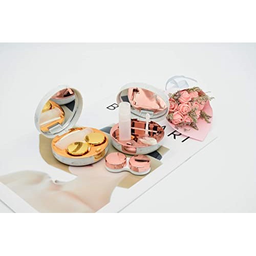 FEILIBAY 2 Pack Marble Contact Lens Case All in One Travel Contact Container ...