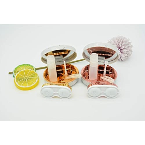 FEILIBAY 2 Pack Marble Contact Lens Case All in One Travel Contact Container ...